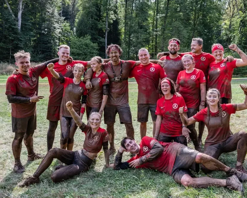 Gruppenfoto bei Teamevent MudMasters